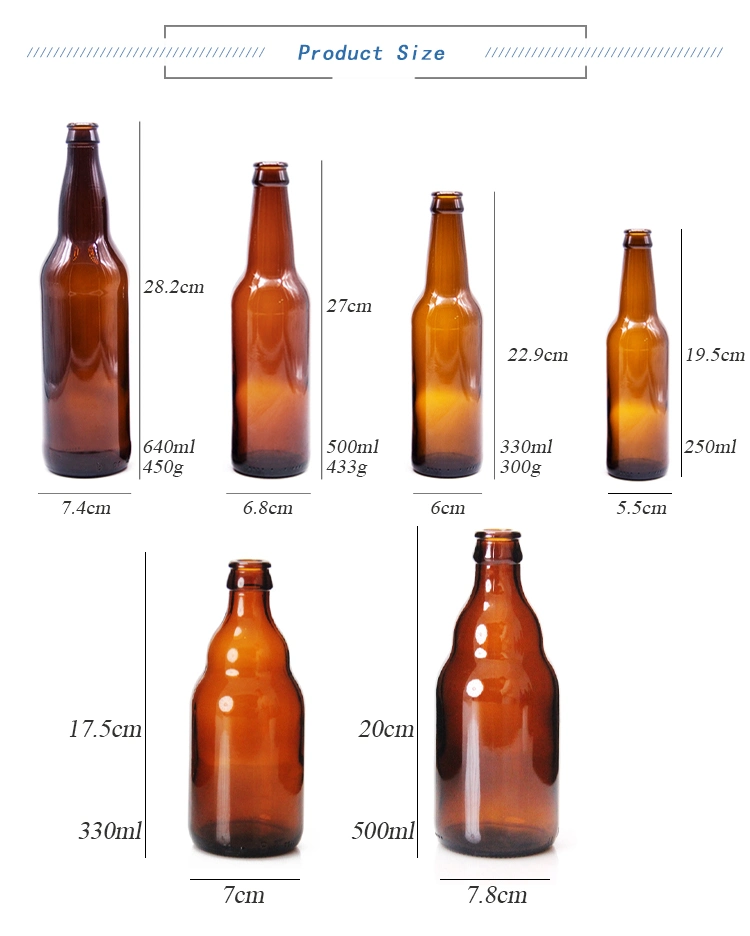 250ml 275ml 330ml 500ml Clear Amber Wine Glass Bottles Empty Beer Bottles with Lid