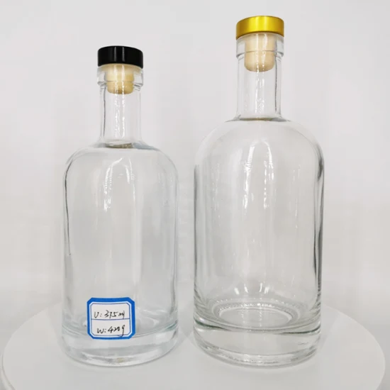 Garrafa de uísque de conhaque e vodca redonda de cristal 500ml 750ml para embalagem de bebidas